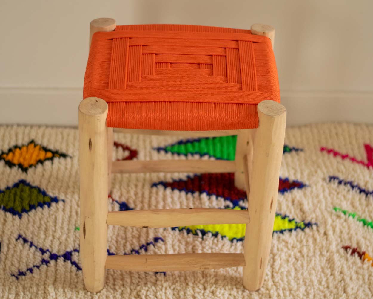 Tabouret en corde tressé Orange