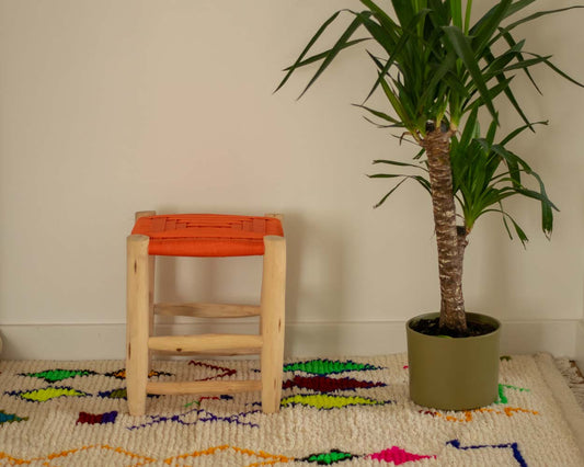 Tabouret en corde tressé Orange