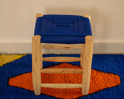 Hocker aus geflochtenem Seil Blau