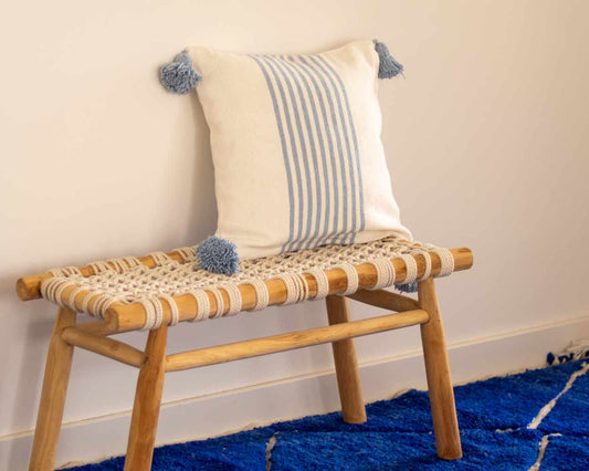 Sky blue striped cushion cover 1 