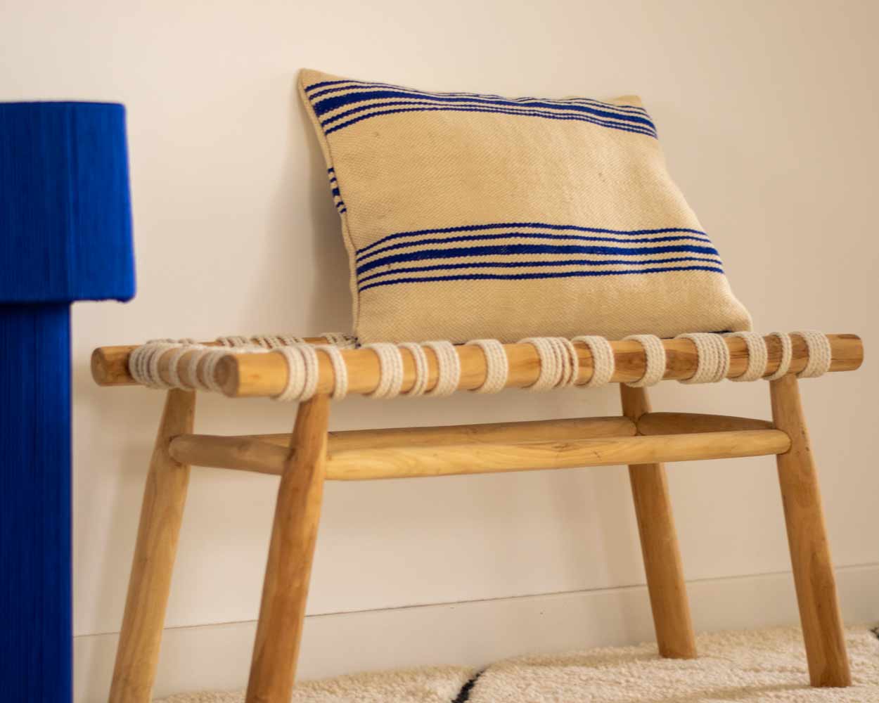 Blue striped cushion cover 