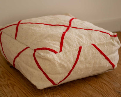 Red striped Berber pouf