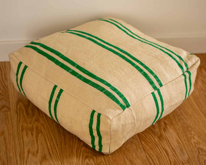 Green striped Berber pouf