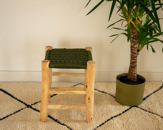 Khaki braided rope stool